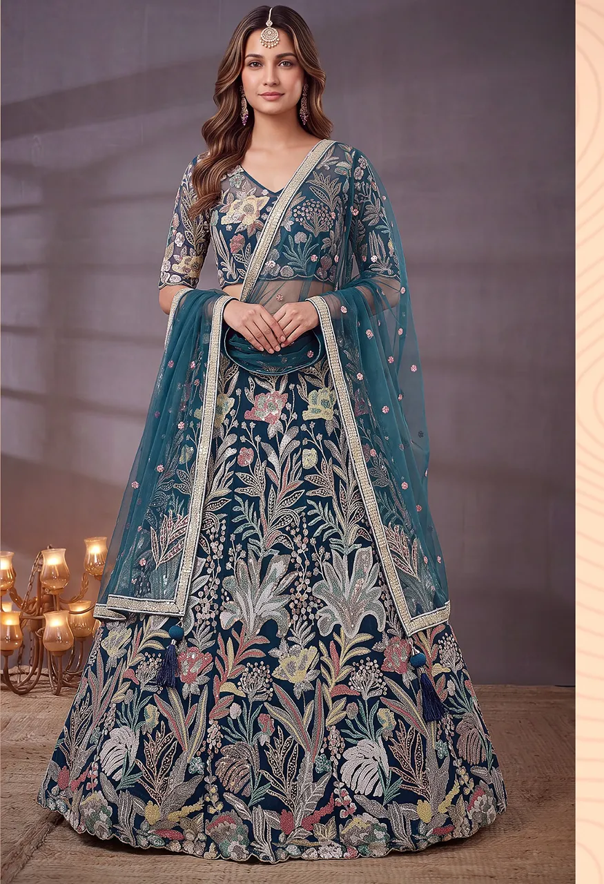 Regal Embroidered Lehenga VOL 38 Semi-Stitched A Line Lehenga with Thread Sequin Work — Singles, Vardan Ethnic wholesale from Surat — Photo 2