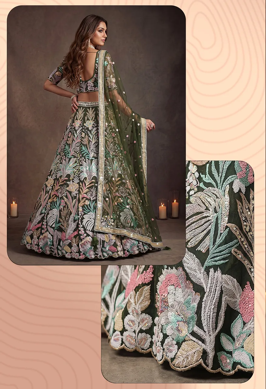 Regal Embroidered Lehenga VOL 38 Semi-Stitched A Line Lehenga with Thread Sequin Work — Singles, Vardan Ethnic wholesale from Surat — Photo 3