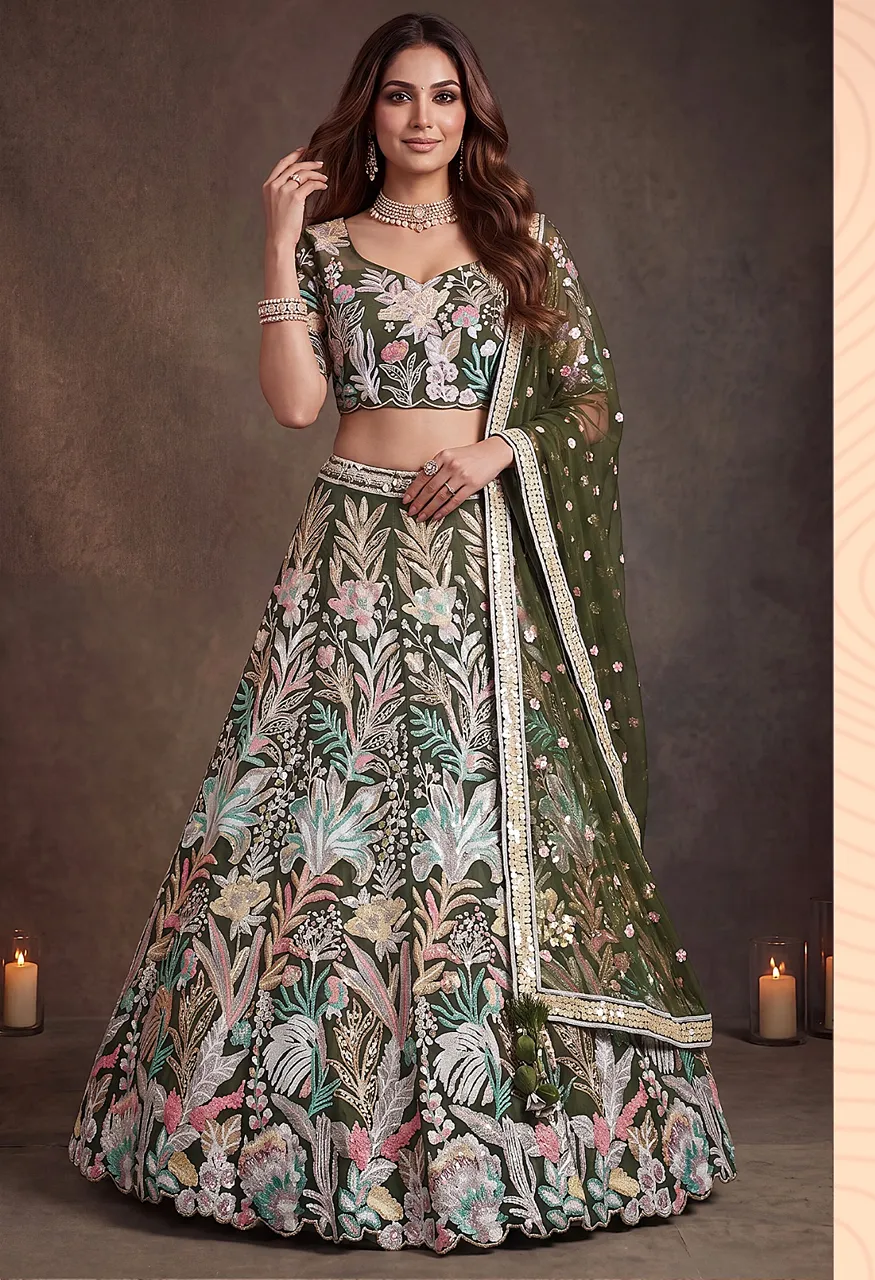 Regal Embroidered Lehenga VOL 38 Semi-Stitched A Line Lehenga with Thread Sequin Work — Singles, Vardan Ethnic wholesale from Surat — Photo 4