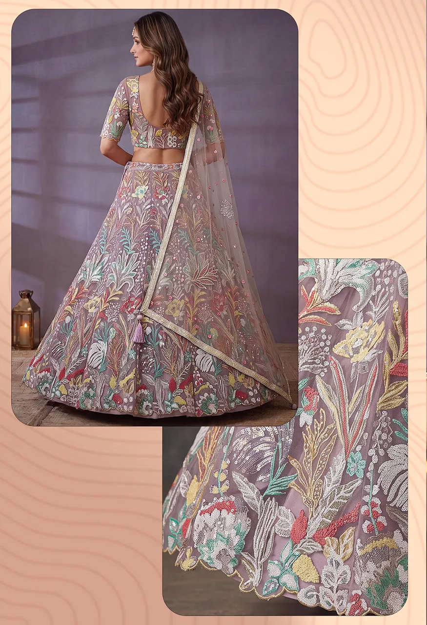 Regal Embroidered Lehenga VOL 38 Semi-Stitched A Line Lehenga with Thread Sequin Work — Singles, Vardan Ethnic wholesale from Surat — Photo 5