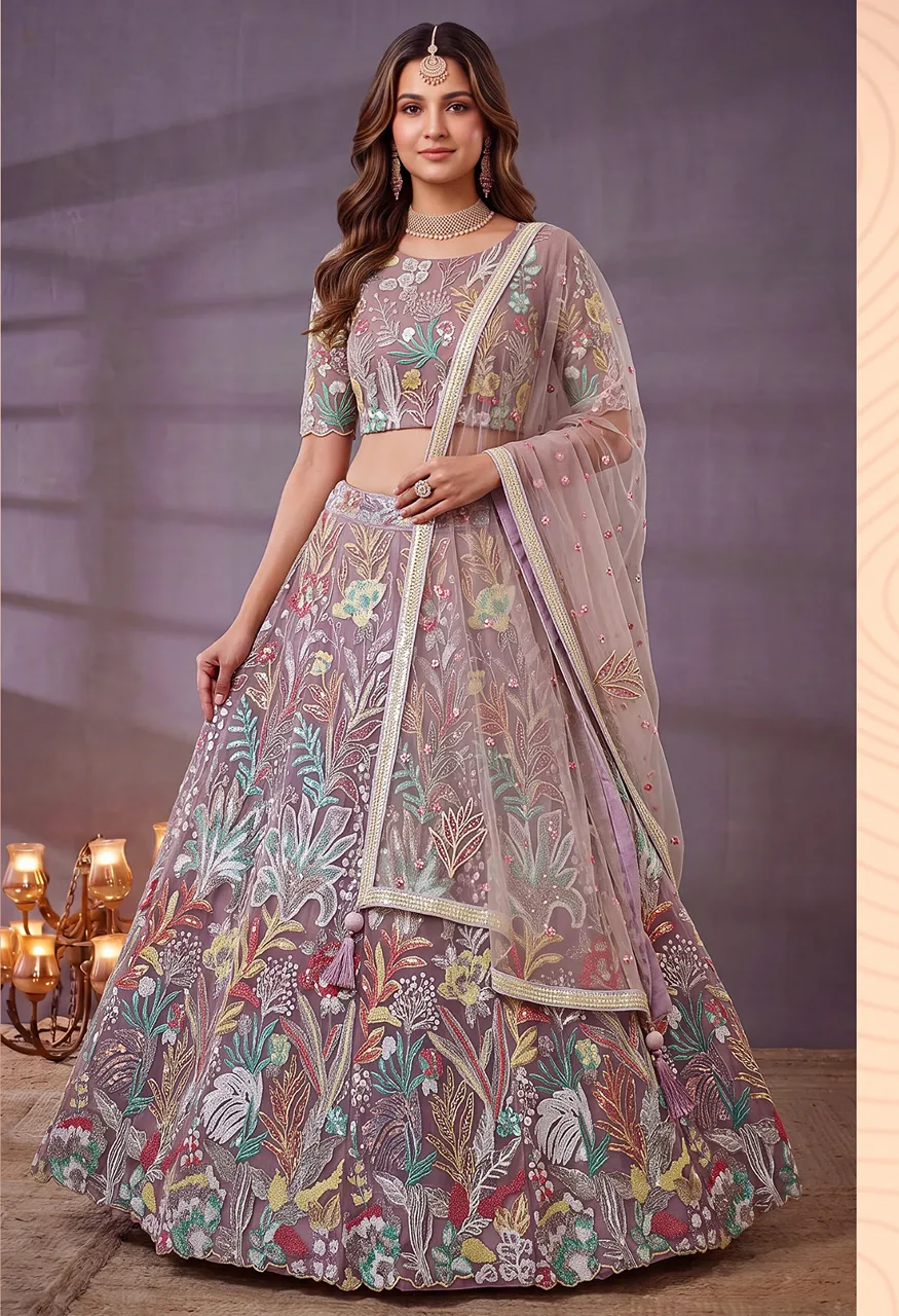 Regal Embroidered Lehenga VOL 38 Semi-Stitched A Line Lehenga with Thread Sequin Work — Singles, Vardan Ethnic wholesale from Surat — Photo 6