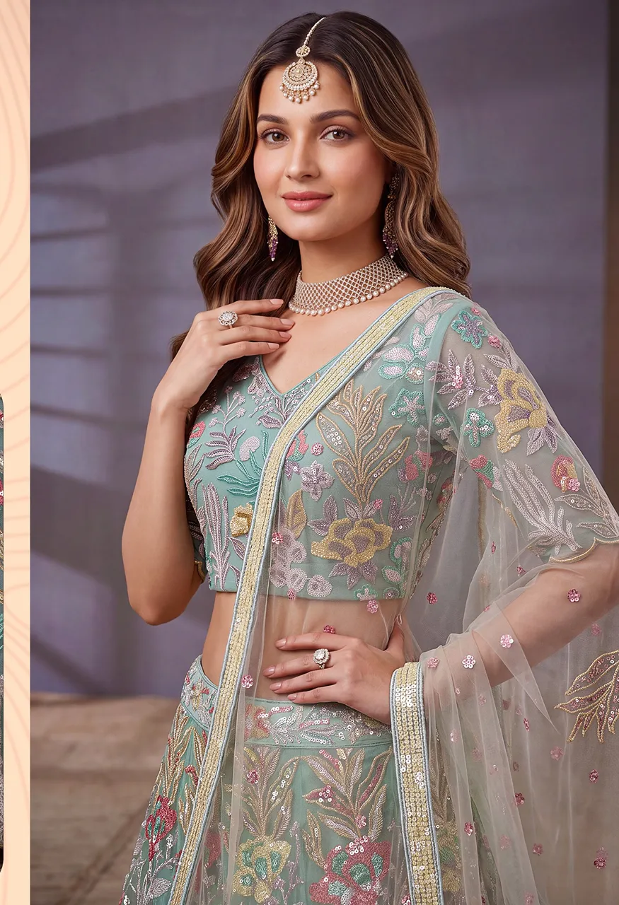 Regal Embroidered Lehenga VOL 38 Semi-Stitched A Line Lehenga with Thread Sequin Work — Singles, Vardan Ethnic wholesale from Surat — Photo 7