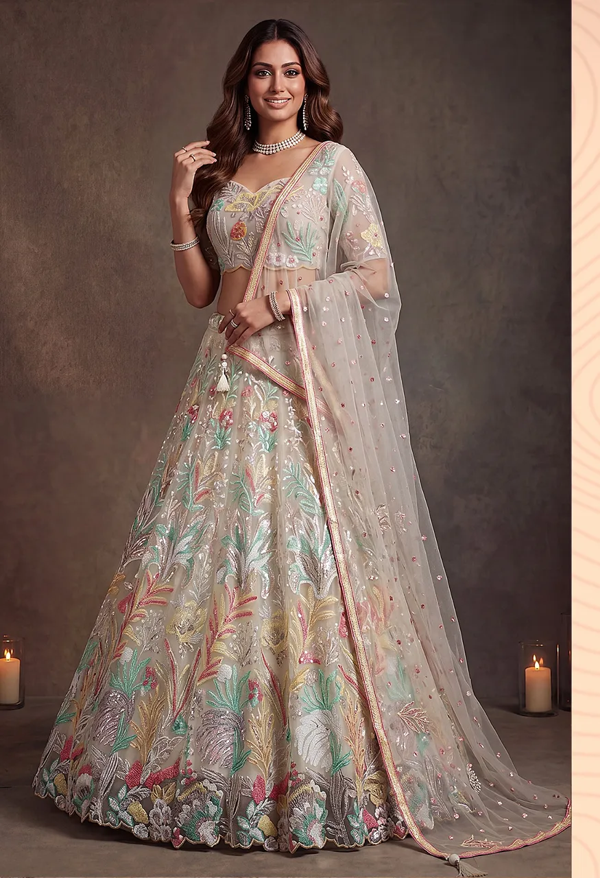 Regal Embroidered Lehenga VOL 38 Semi-Stitched A Line Lehenga with Thread Sequin Work — Singles, Vardan Ethnic wholesale from Surat — Photo 9