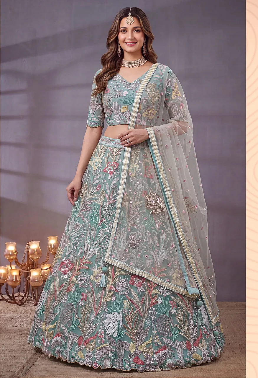 Regal Embroidered Lehenga VOL 38 Semi-Stitched A Line Lehenga with Thread Sequin Work — Singles, Vardan Ethnic wholesale from Surat — Photo 10