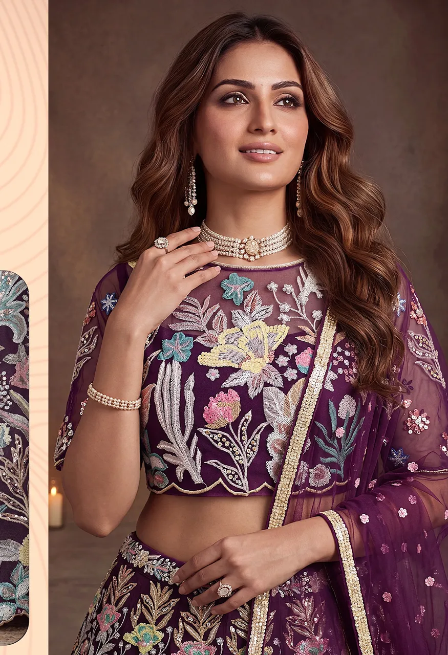 Regal Embroidered Lehenga VOL 38 Semi-Stitched A Line Lehenga with Thread Sequin Work — Singles, Vardan Ethnic wholesale from Surat — Photo 11