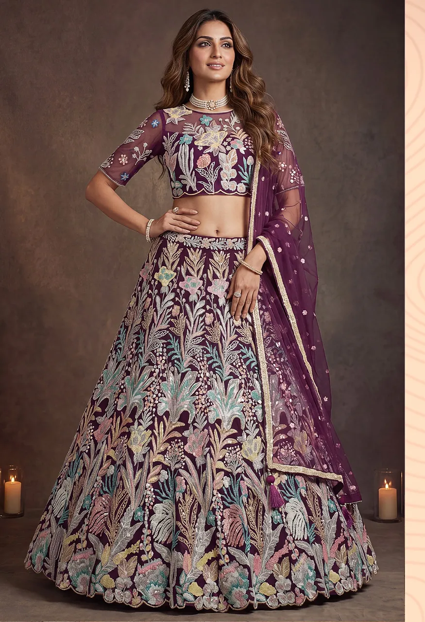 Regal Embroidered Lehenga VOL 38 Semi-Stitched A Line Lehenga with Thread Sequin Work — Singles, Vardan Ethnic wholesale from Surat — Photo 12