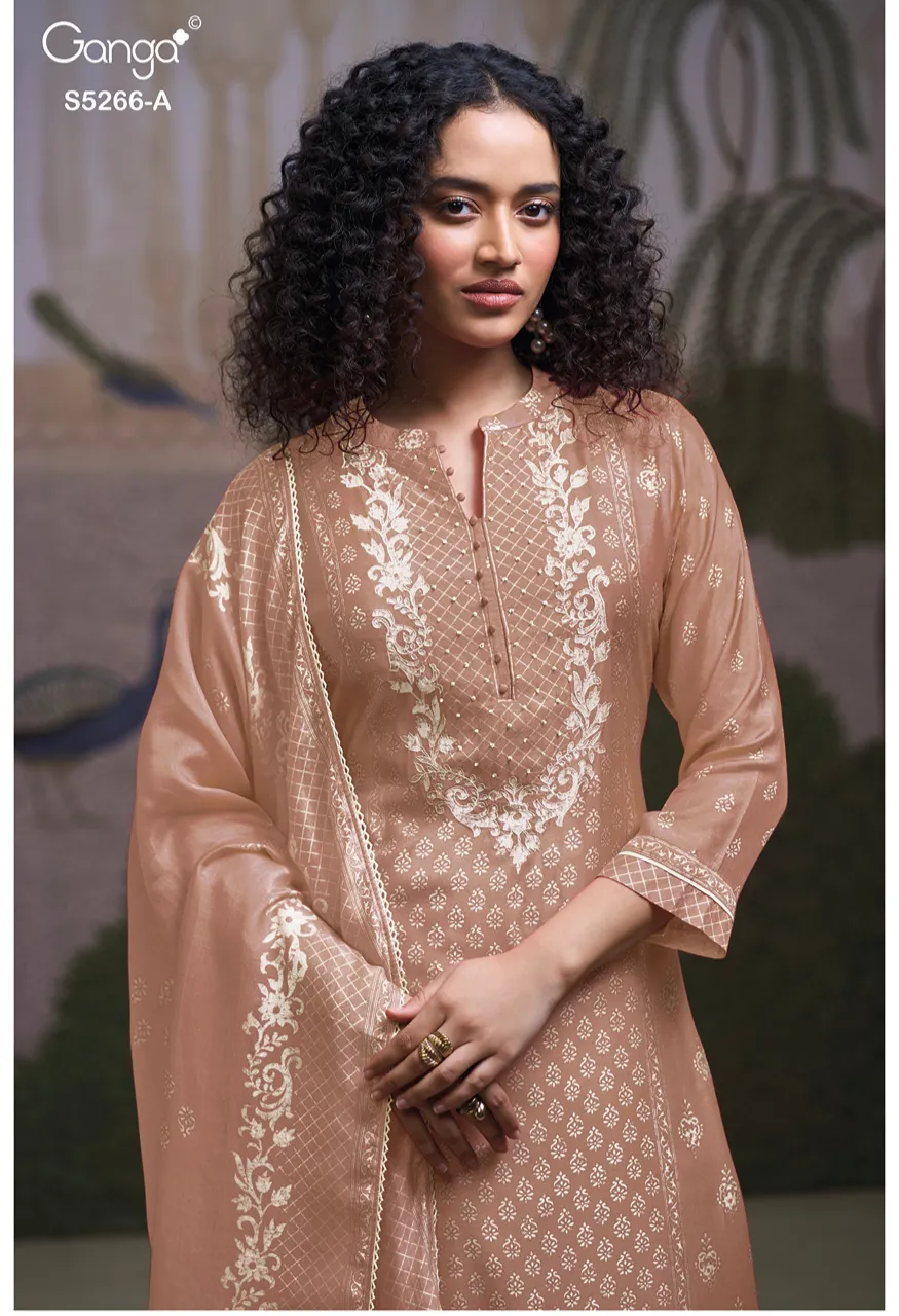 Ganga Herssa 5266 Premium Pure Wool Pashmina Suit With Hand Embroidery