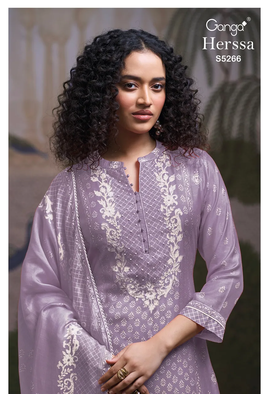 Ganga Herssa 5266 Premium Pure Wool Pashmina Suit With Hand Embroidery — Wholesale Dress Material, Vardan Ethnic wholesale from Surat — Photo 2