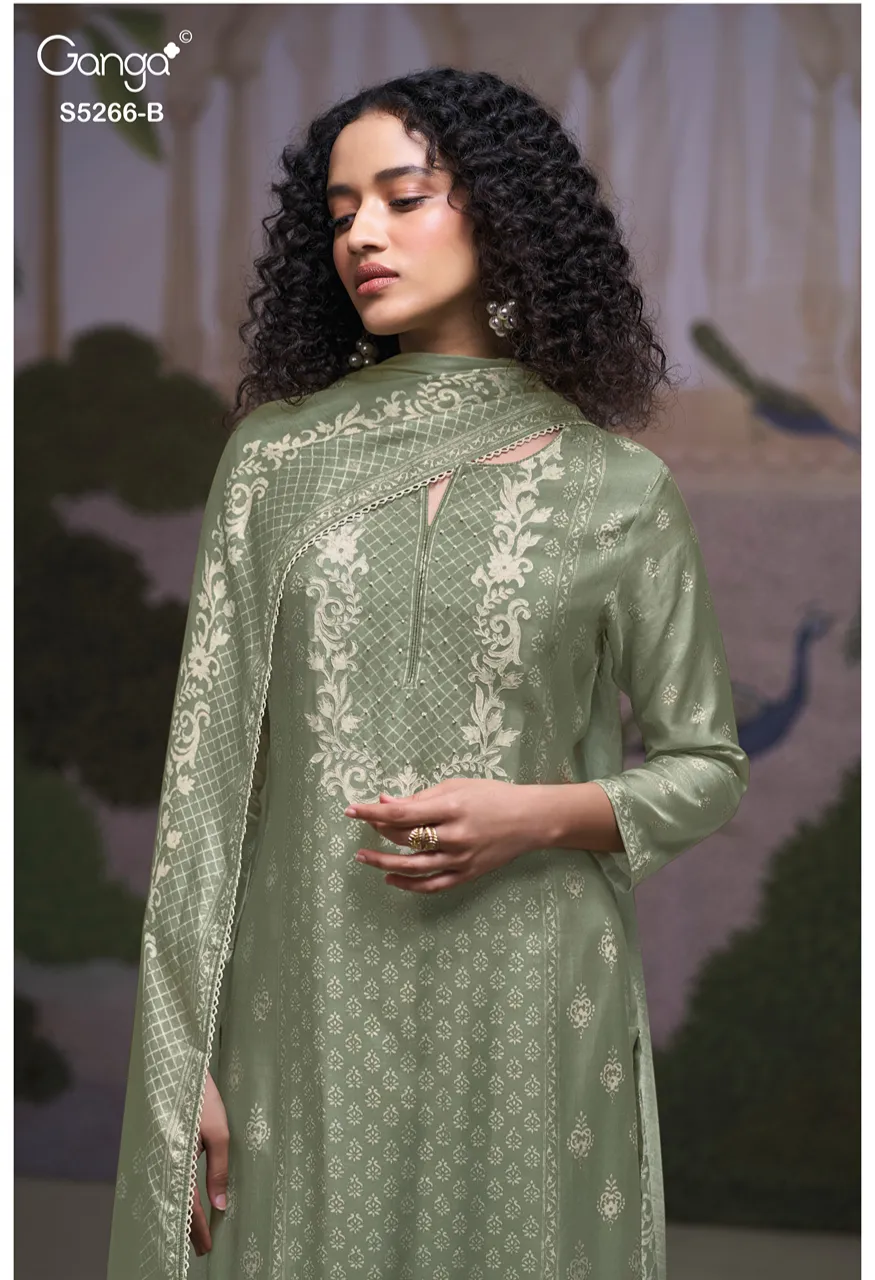 Ganga Herssa 5266 Premium Pure Wool Pashmina Suit With Hand Embroidery — Wholesale Dress Material, Vardan Ethnic wholesale from Surat — Photo 3