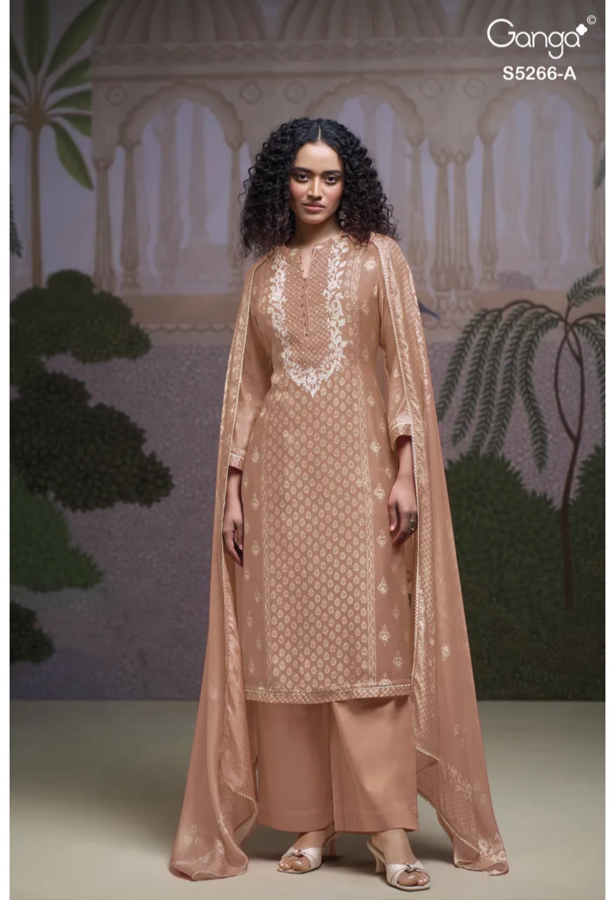 Ganga Herssa 5266 Premium Pure Wool Pashmina Suit With Hand Embroidery — Wholesale Dress Material, Vardan Ethnic wholesale from Surat — Photo 4