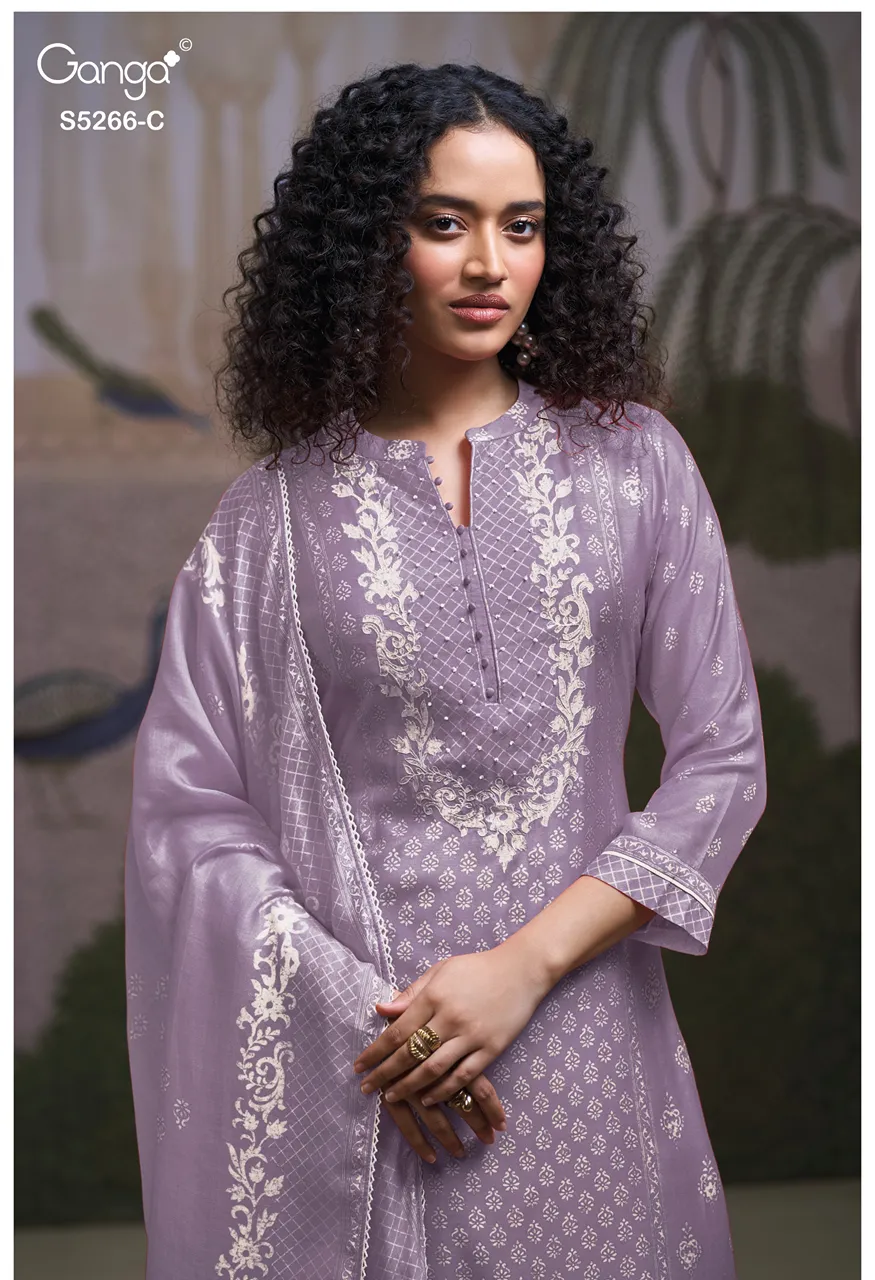 Ganga Herssa 5266 Premium Pure Wool Pashmina Suit With Hand Embroidery — Wholesale Dress Material, Vardan Ethnic wholesale from Surat — Photo 6