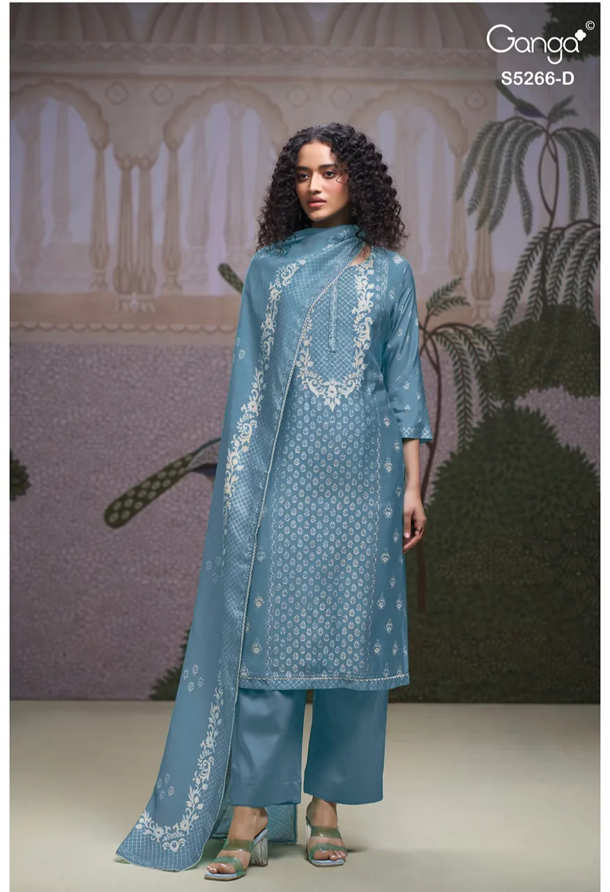 Ganga Herssa 5266 Premium Pure Wool Pashmina Suit With Hand Embroidery — Wholesale Dress Material, Vardan Ethnic wholesale from Surat — Photo 7