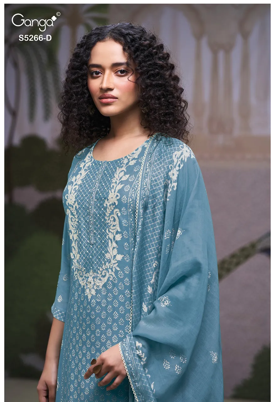 Ganga Herssa 5266 Premium Pure Wool Pashmina Suit With Hand Embroidery — Wholesale Dress Material, Vardan Ethnic wholesale from Surat — Photo 8