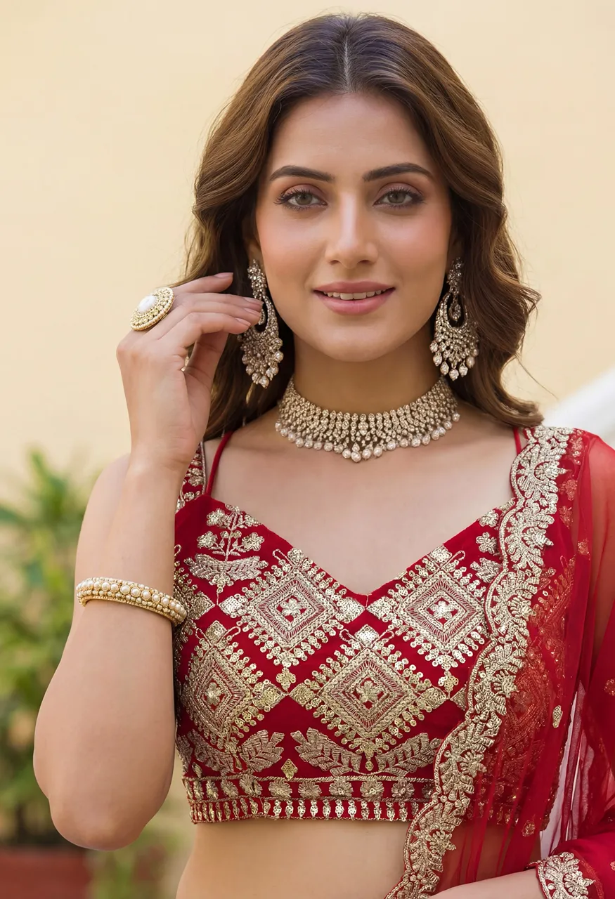 Dvd On5157 Luxury Bridal Lehenga Choli With Sequins And Zari Embroidery Work