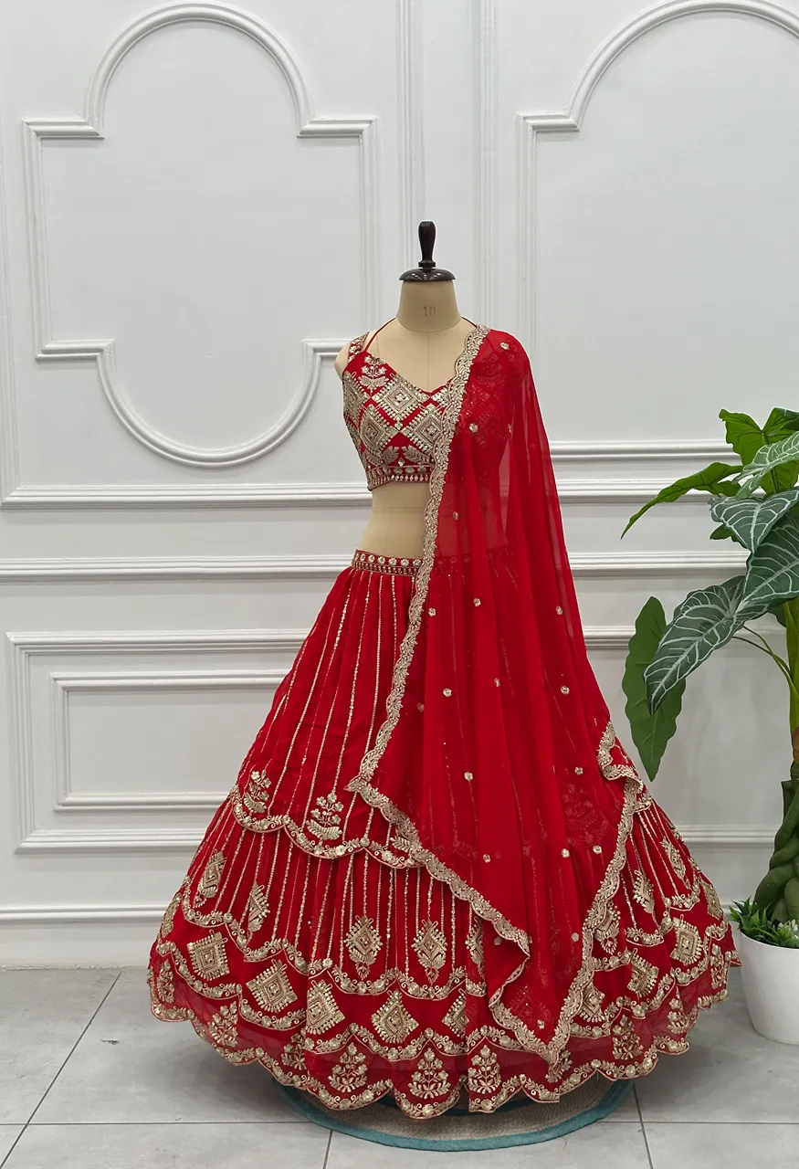 Dvd On5157 Luxury Bridal Lehenga Choli With Sequins And Zari Embroidery Work — Wholesale Lehenga, Vardan Ethnic wholesale from Surat — view 7