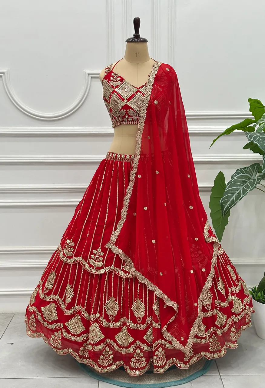 Dvd On5157 Luxury Bridal Lehenga Choli With Sequins And Zari Embroidery Work — Wholesale Lehenga, Vardan Ethnic wholesale from Surat — view 8