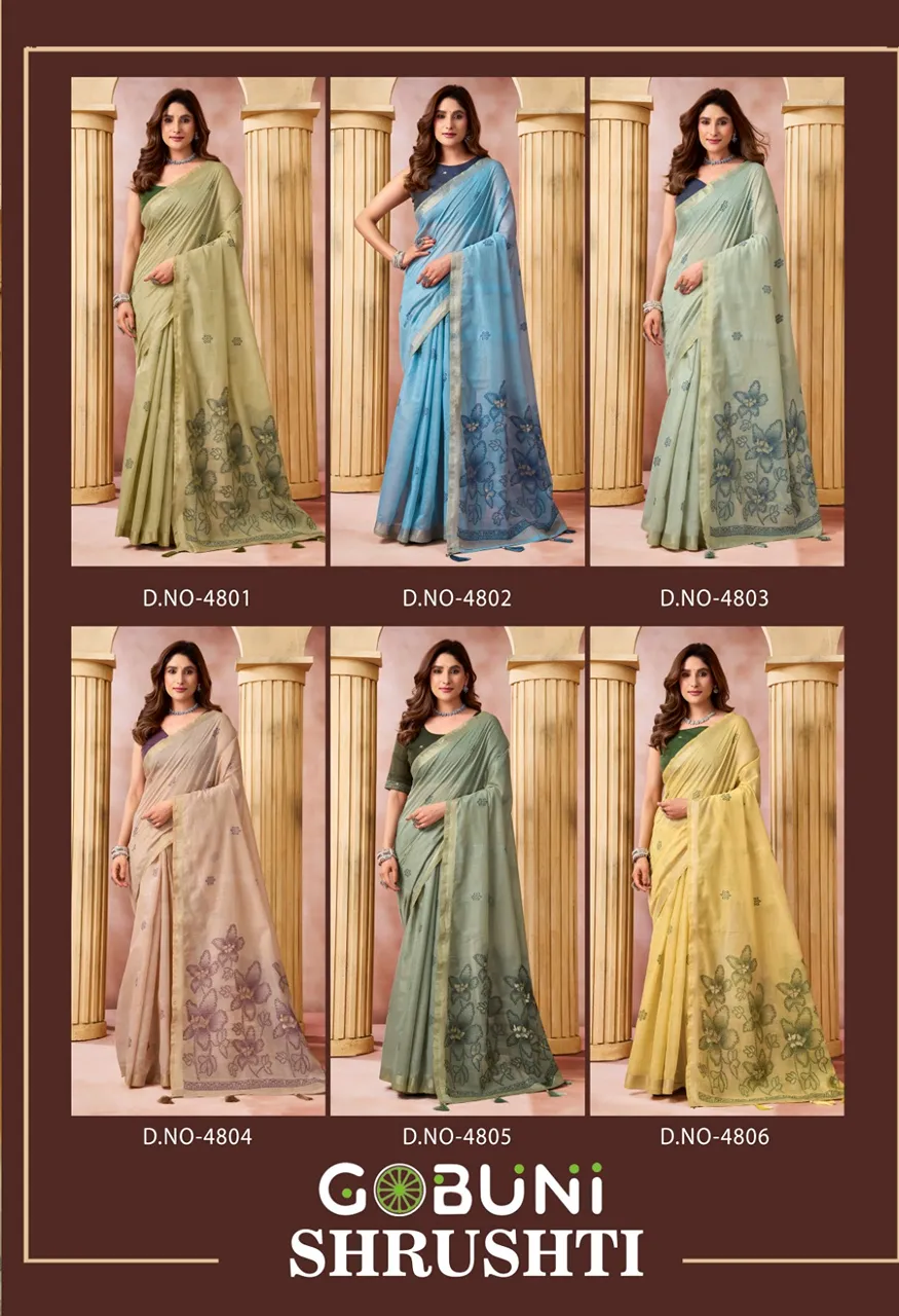 Gobuni Shrushti Premium Cotton Sarees with Tassels Series 4801 4806 — Singles, Vardan Ethnic wholesale from Surat — Photo 8