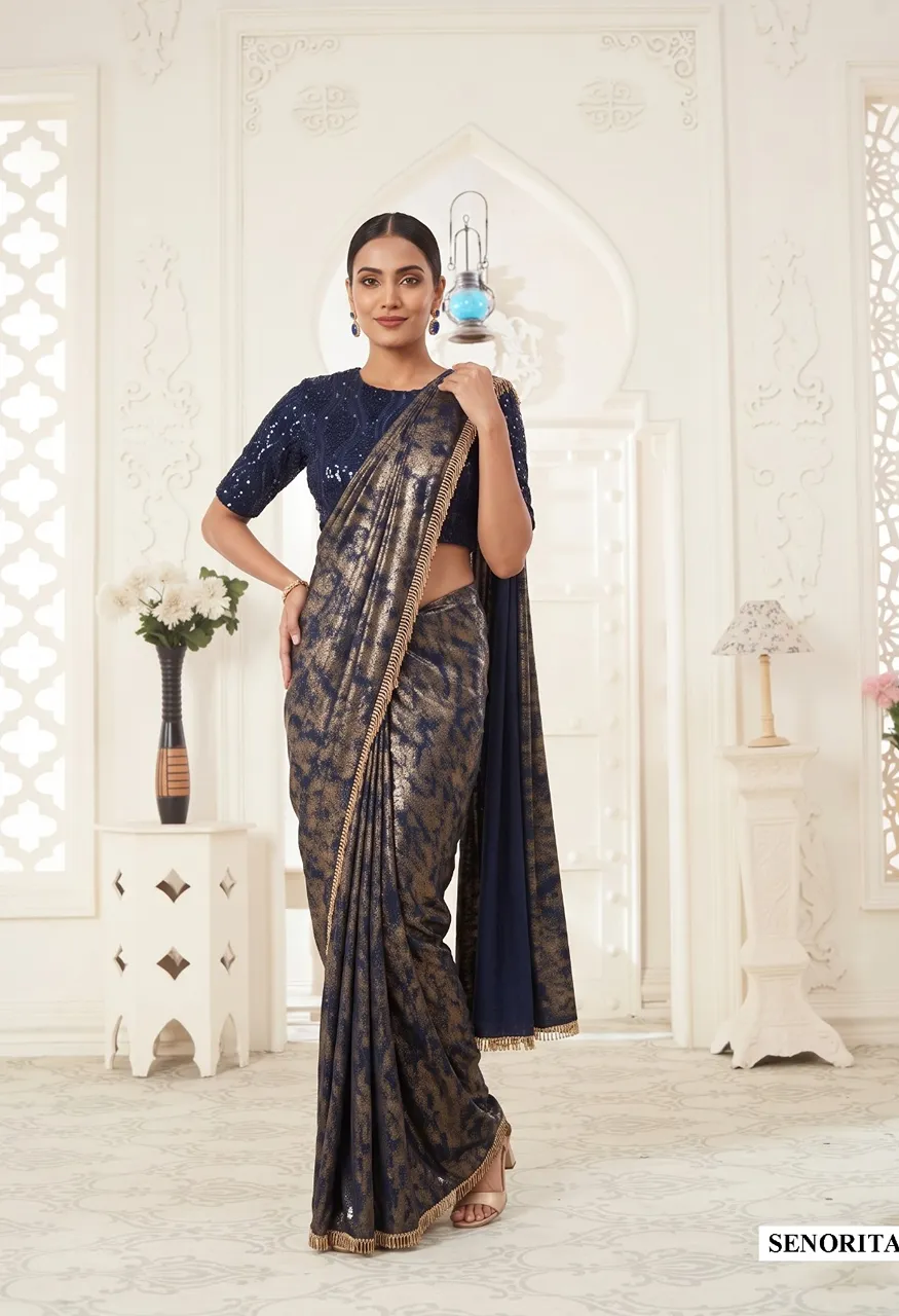 Mahotsav Mohmanthan Senorita Designer Ready-to-Wear Drape Sarees with Sequence Work — Singles, Vardan Ethnic wholesale from Surat — Photo 4