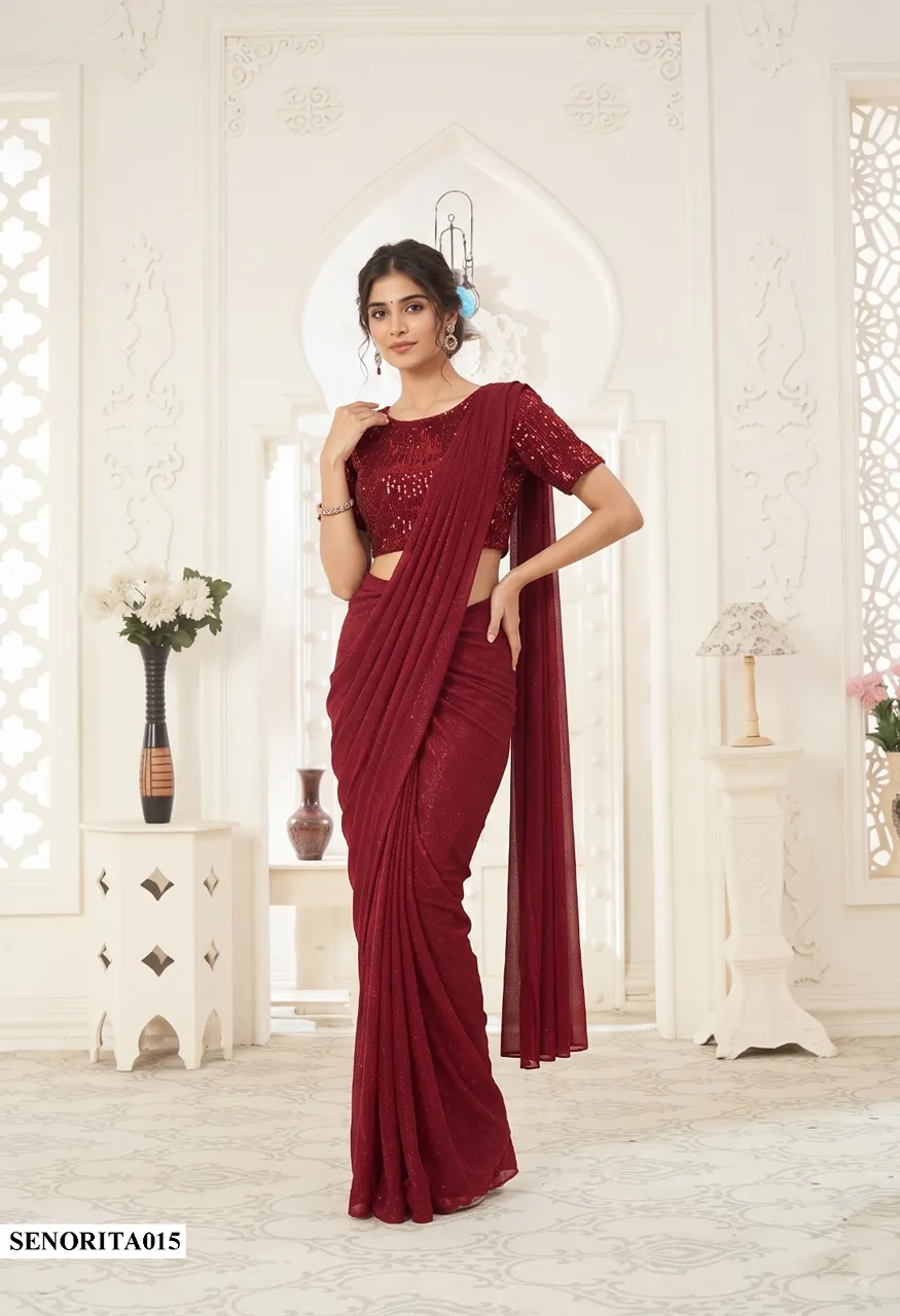 Mahotsav Mohmanthan Senorita Designer Ready-to-Wear Drape Sarees with Sequence Work — Singles, Vardan Ethnic wholesale from Surat — Photo 2