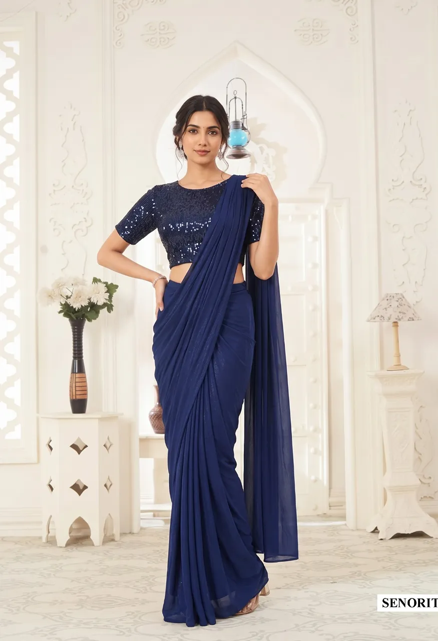 Mahotsav Mohmanthan Senorita Designer Ready-to-Wear Drape Sarees with Sequence Work — Singles, Vardan Ethnic wholesale from Surat — Photo 10
