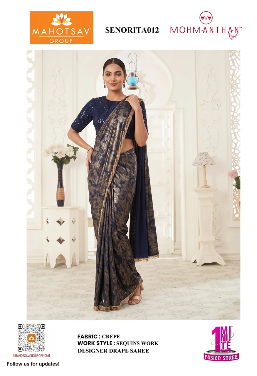 Mahotsav Mohmanthan Senorita Designer Ready-to-Wear Drape Sarees with Sequence Work — Singles, Vardan Ethnic wholesale from Surat — Photo 3