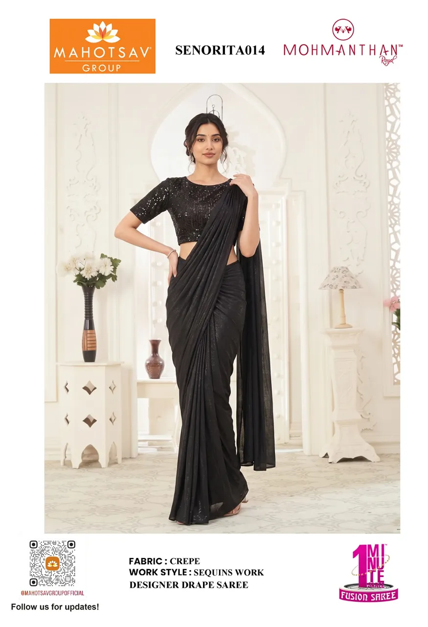 Mahotsav Mohmanthan Senorita Designer Ready-to-Wear Drape Sarees with Sequence Work — Singles, Vardan Ethnic wholesale from Surat — Photo 5