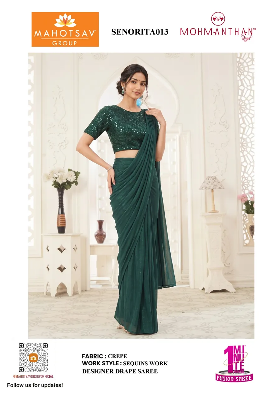 Mahotsav Mohmanthan Senorita Designer Ready-to-Wear Drape Sarees with Sequence Work — Singles, Vardan Ethnic wholesale from Surat — Photo 11