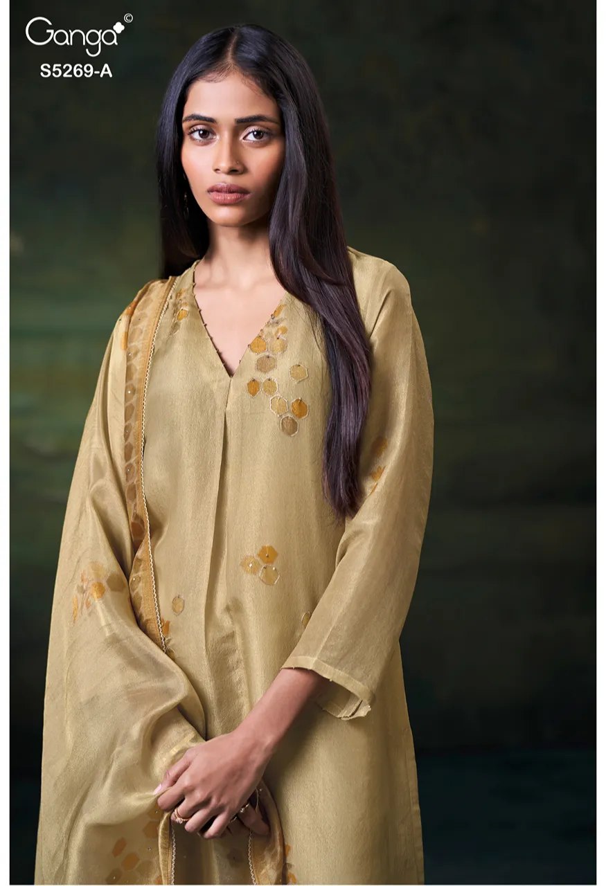 Ganga Greyasa 5269 Premium Bemberg Silk Jacquard Top Bottom Dupatta Set — Wholesale Pakistani Suits, Vardan Ethnic wholesale from Surat — Photo 4
