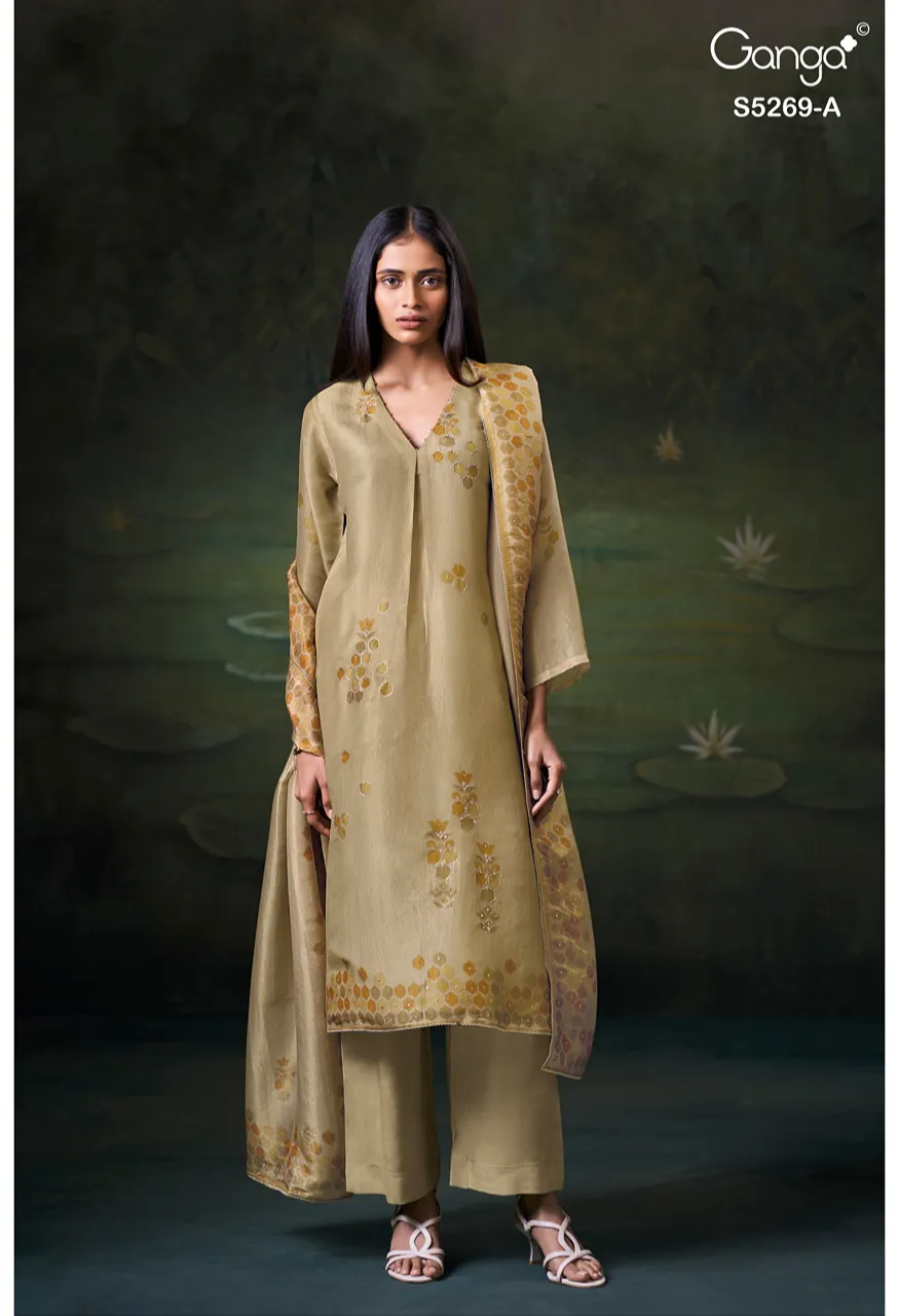 Ganga Greyasa 5269 Premium Bemberg Silk Jacquard Top Bottom Dupatta Set — Wholesale Pakistani Suits, Vardan Ethnic wholesale from Surat — Photo 5