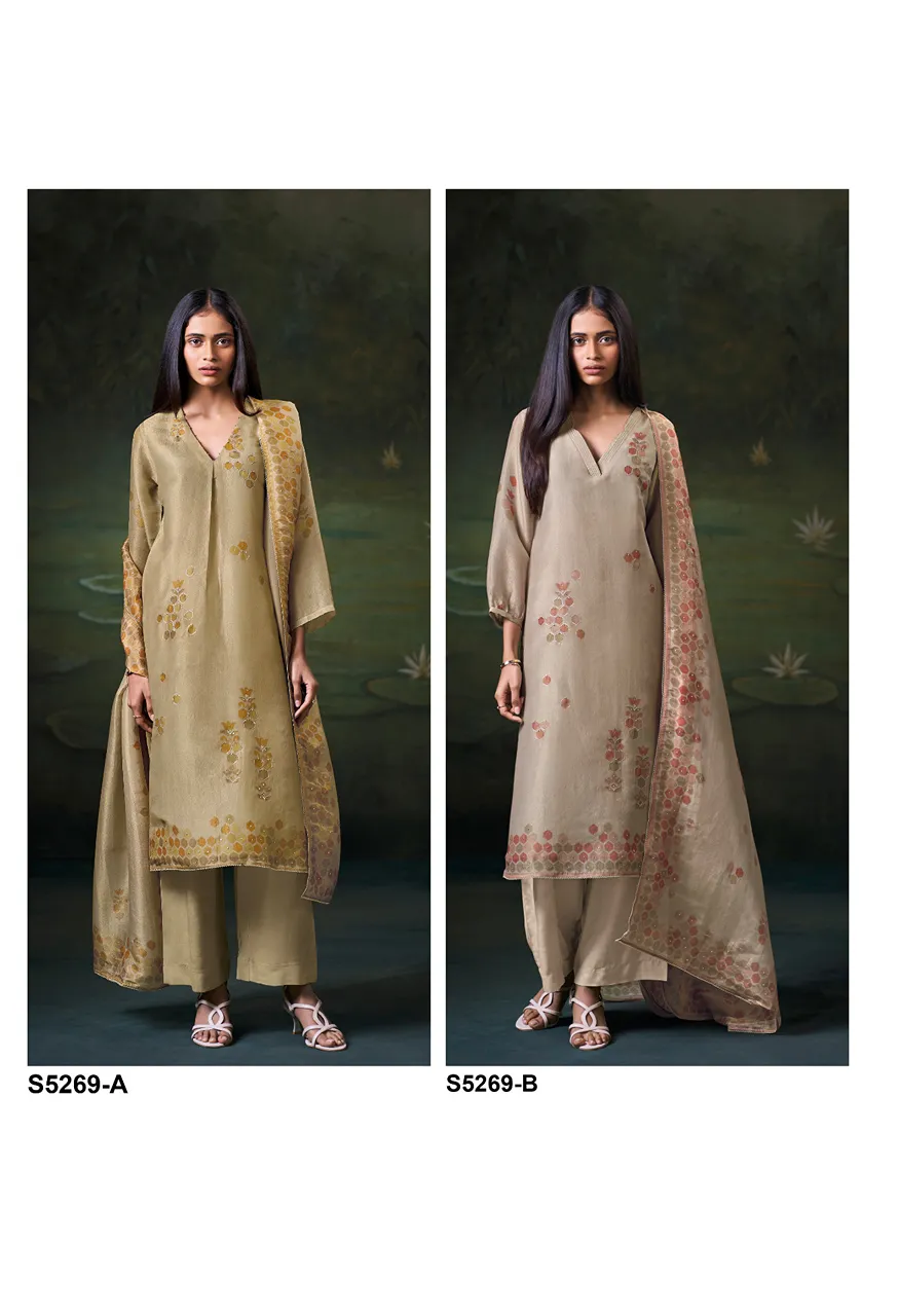 Ganga Greyasa 5269 Premium Bemberg Silk Jacquard Top Bottom Dupatta Set — Wholesale Pakistani Suits, Vardan Ethnic wholesale from Surat — Photo 8