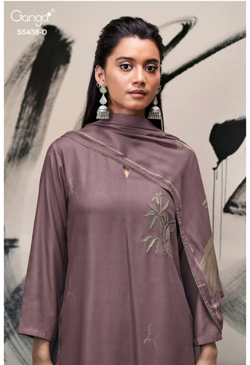 Ganga Dreaka 5438 Premium Pure Wool Pashmina Top Bottom Dupatta Set — Wholesale Pakistani Suits, Vardan Ethnic wholesale from Surat — Photo 4