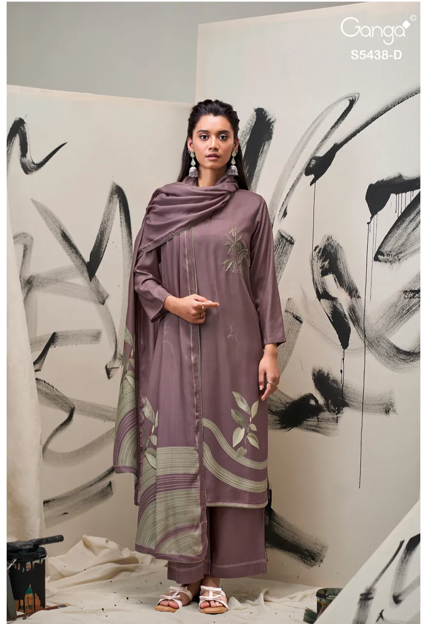 Ganga Dreaka 5438 Premium Pure Wool Pashmina Top Bottom Dupatta Set — Wholesale Pakistani Suits, Vardan Ethnic wholesale from Surat — Photo 2