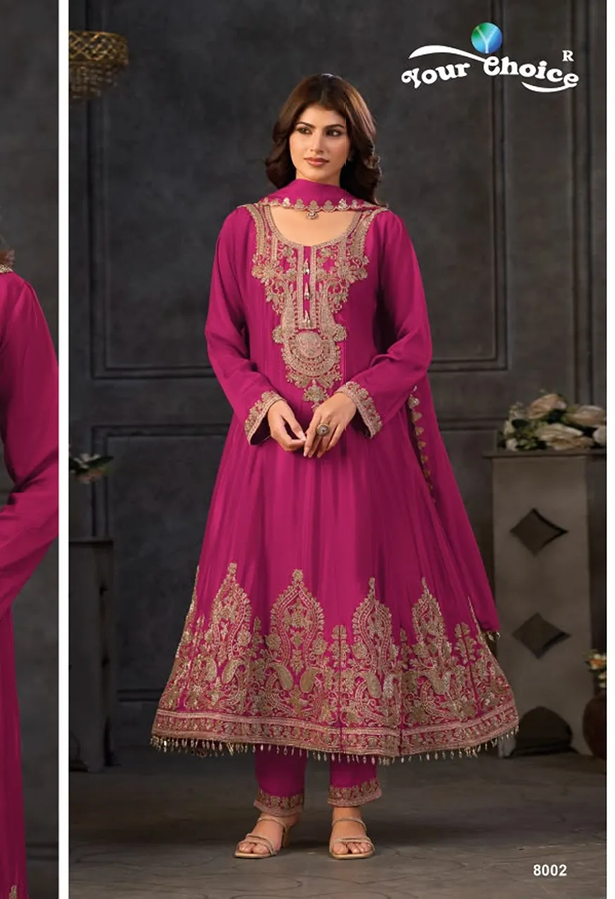 Tibco Heavy Chinon Beats Work Long Gown with Dupatta Set — Wholesale Readymade Suit, Vardan Ethnic wholesale from Surat — view 6