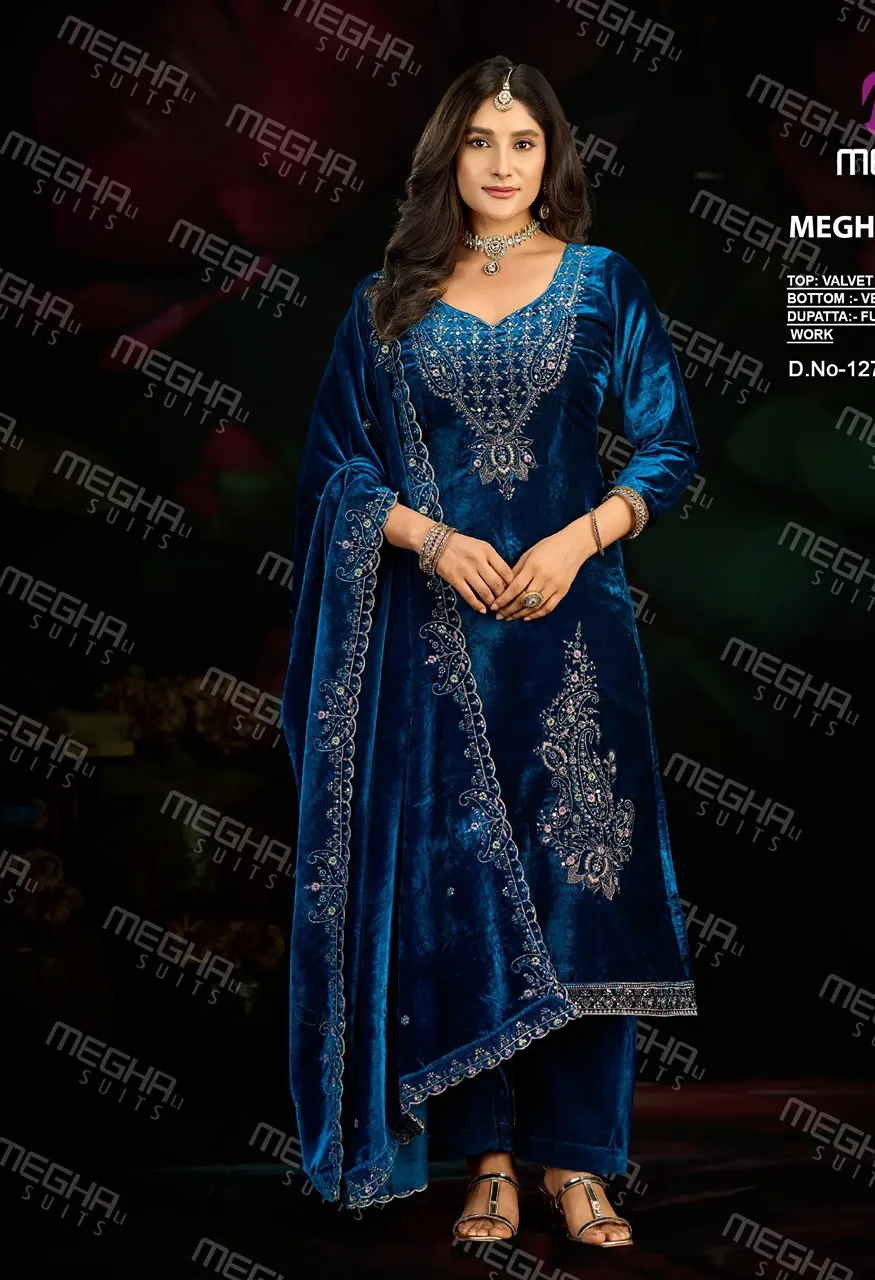 Meghali Mirror Designer Velvet Winter Dress Material Catalog — Wholesale Pakistani Suits, Vardan Ethnic wholesale from Surat — Photo 3