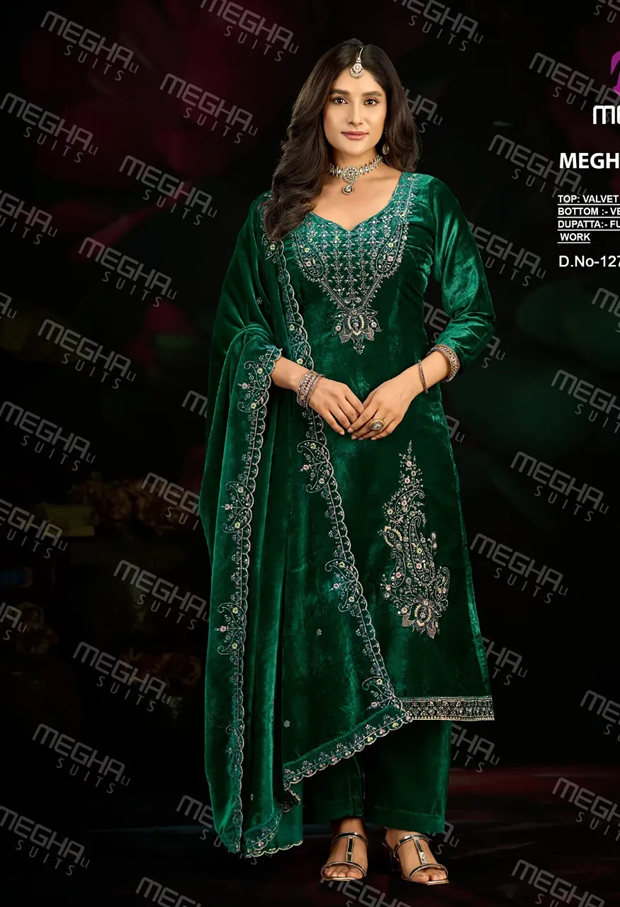 Meghali Mirror Designer Velvet Winter Dress Material Catalog — Wholesale Pakistani Suits, Vardan Ethnic wholesale from Surat — Photo 4