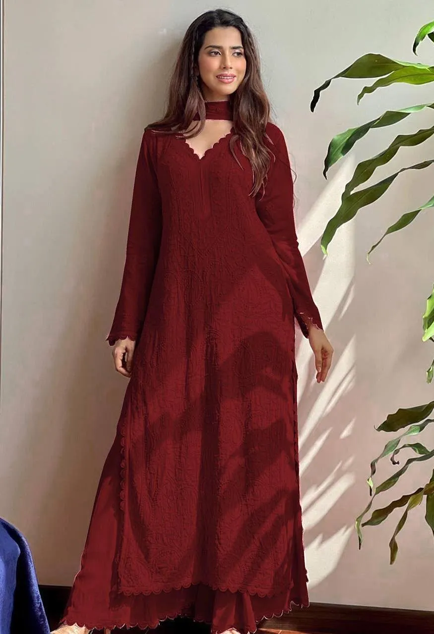 Be Bhanderi BE 170 Faux Georgette Embroidered Top Palazzo with Dupatta Set — Wholesale Kurtis, Vardan Ethnic wholesale from Surat — Photo 2