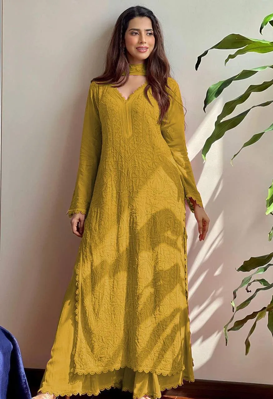 Be Bhanderi BE 170 Faux Georgette Embroidered Top Palazzo with Dupatta Set — Wholesale Kurtis, Vardan Ethnic wholesale from Surat — Photo 5