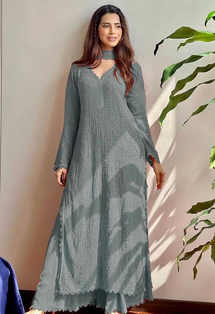 Be Bhanderi BE 170 Faux Georgette Embroidered Top Palazzo with Dupatta Set — Wholesale Kurtis, Vardan Ethnic wholesale from Surat — Photo 6