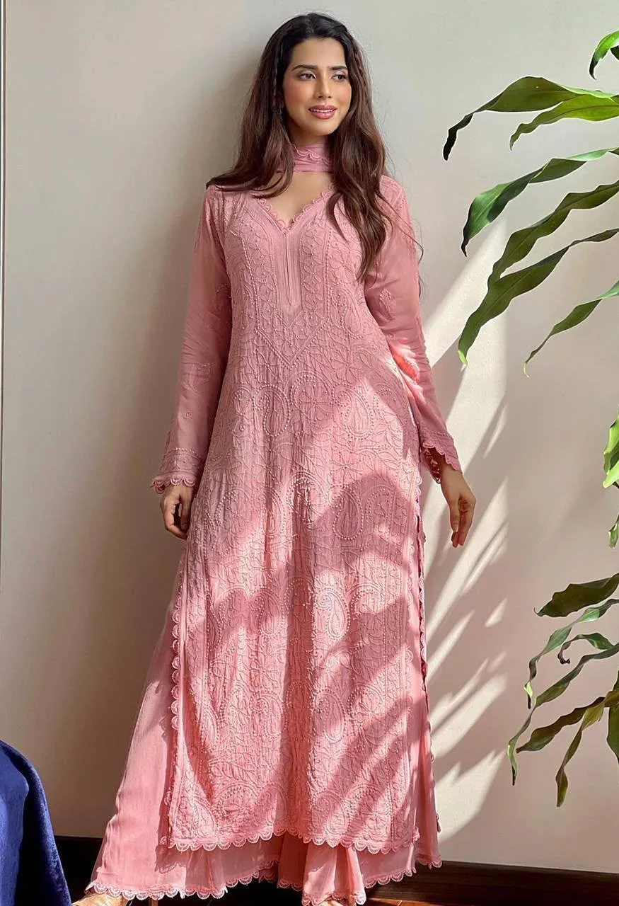 Be Bhanderi BE 170 Faux Georgette Embroidered Top Palazzo with Dupatta Set — Wholesale Kurtis, Vardan Ethnic wholesale from Surat — Photo 7