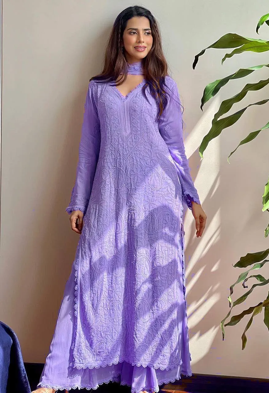 Be Bhanderi BE 170 Faux Georgette Embroidered Top Palazzo with Dupatta Set — Wholesale Kurtis, Vardan Ethnic wholesale from Surat — Photo 9