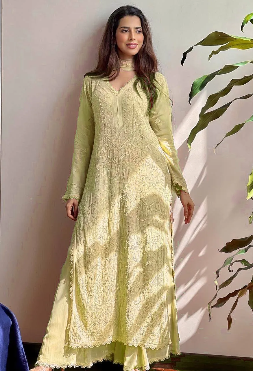 Be Bhanderi BE 170 Faux Georgette Embroidered Top Palazzo with Dupatta Set — Wholesale Kurtis, Vardan Ethnic wholesale from Surat — Photo 10