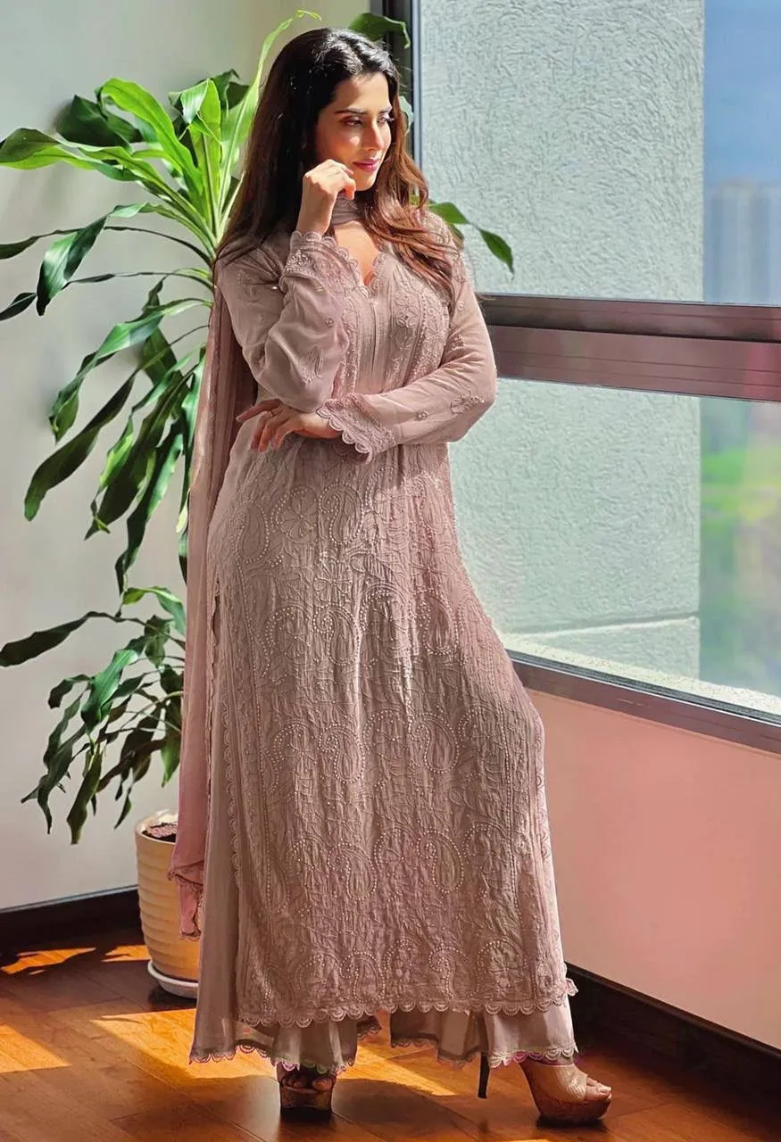 Be Bhanderi BE 170 Faux Georgette Embroidered Top Palazzo with Dupatta Set — Wholesale Kurtis, Vardan Ethnic wholesale from Surat — Photo 13