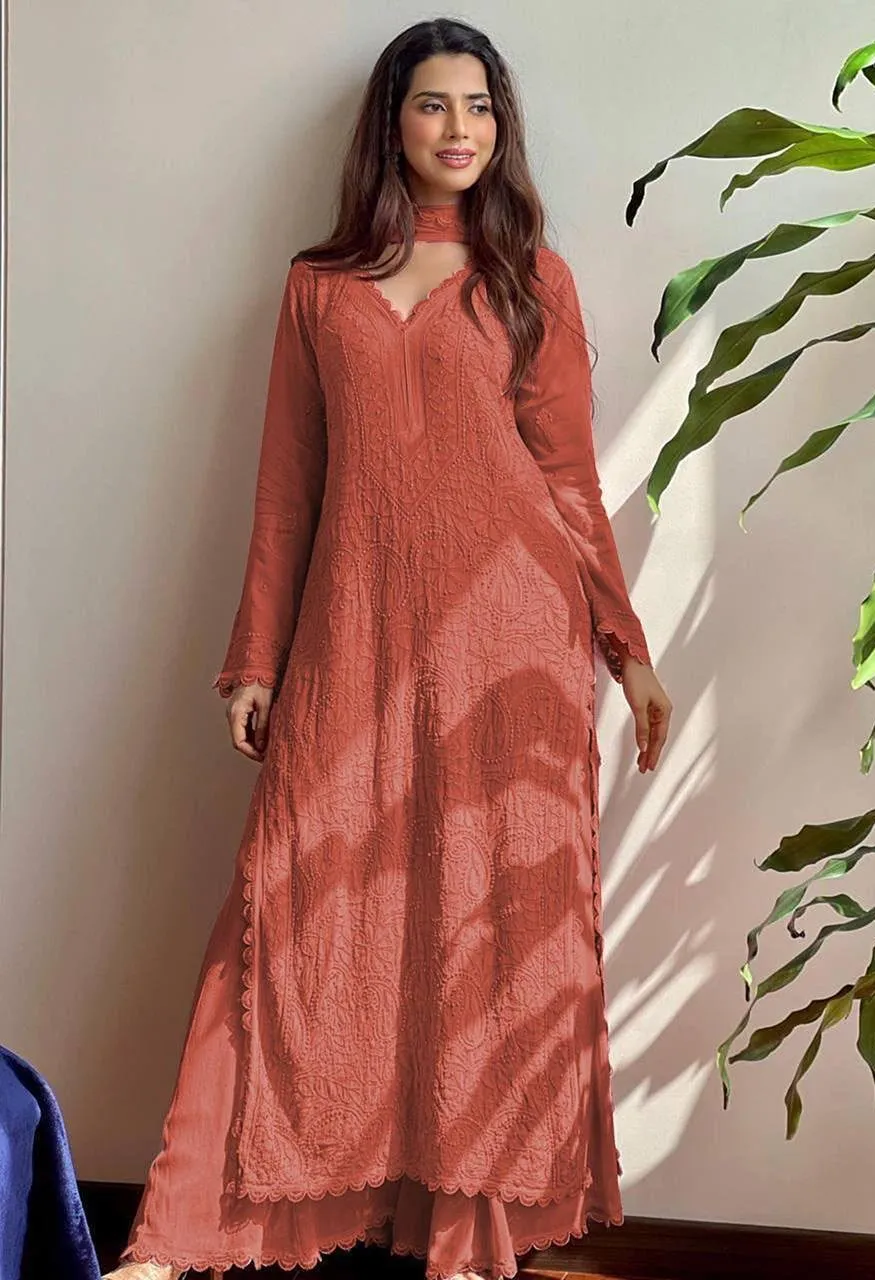 Be Bhanderi BE 170 Faux Georgette Embroidered Top Palazzo with Dupatta Set — Wholesale Kurtis, Vardan Ethnic wholesale from Surat — Photo 17