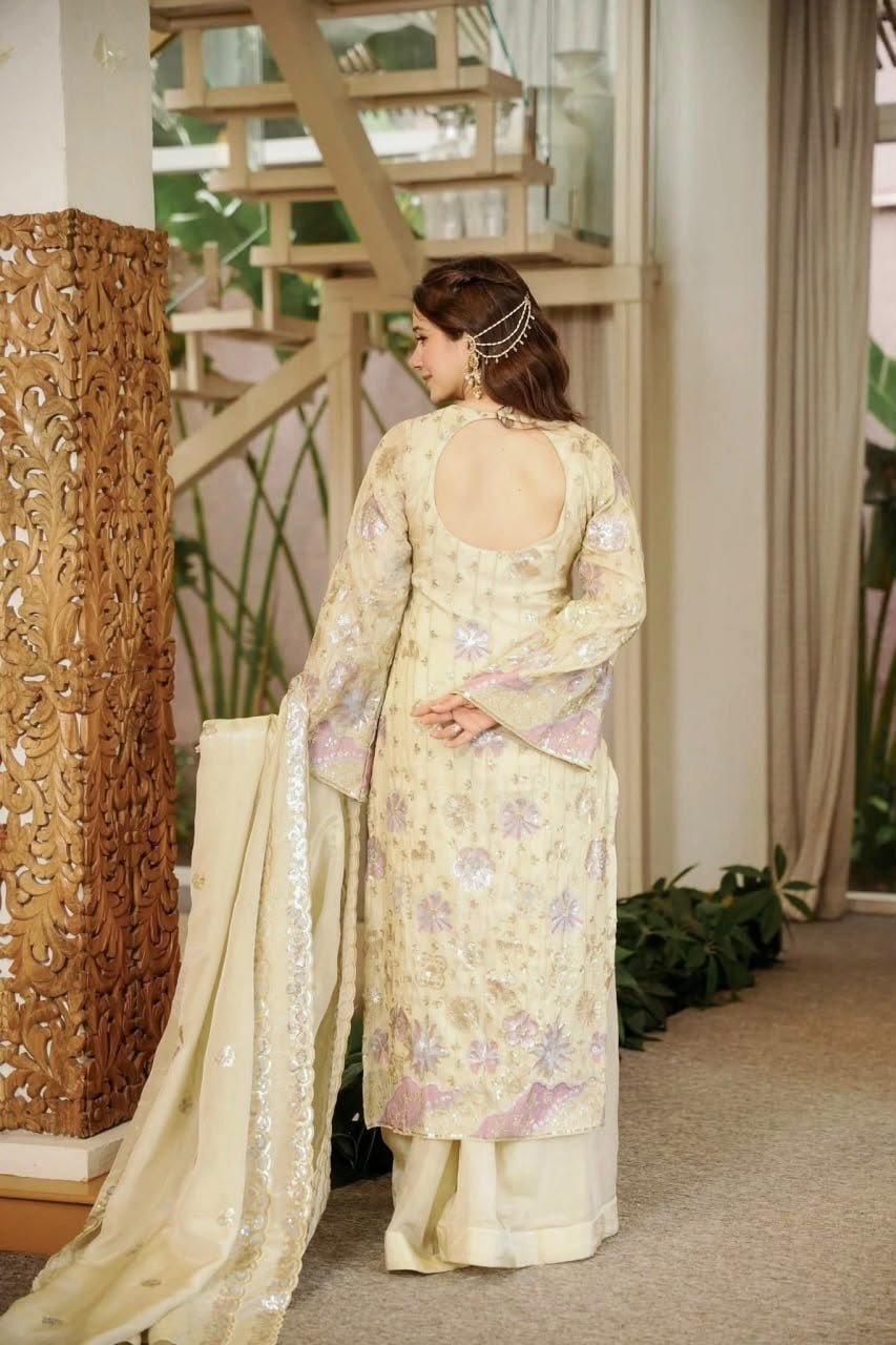 Vichitra Silk Embroidery Thread and Sequence Work Palazzo Suit Set — Wholesale Kurtis, Vardan Ethnic wholesale from Surat — Photo 10