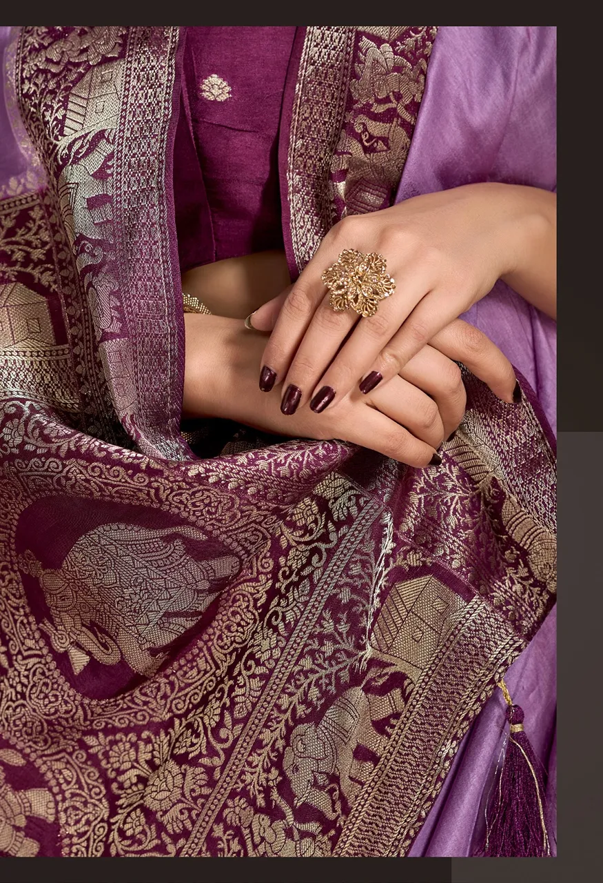 Manorama Rangbagh Premium Viscose Chaap Dyeing Saree with Zari Border — Singles, Vardan Ethnic wholesale from Surat — Photo 2