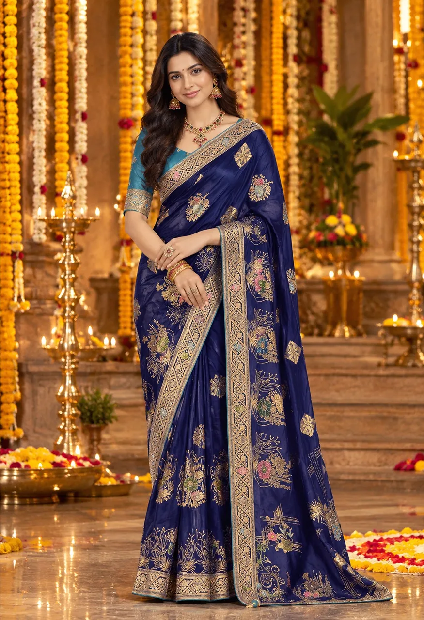 SL Wedding Season 1 Dola Silk Saree with Handwork Cut Dana  Weaving — Singles, Vardan Ethnic wholesale from Surat — view 2