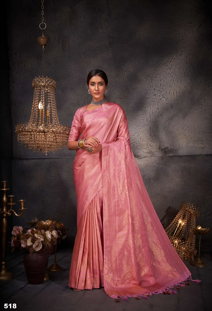 SL Banarasi-2 Pure Kanjivaram Weaving Silk Saree with Blouse — Singles, Vardan Ethnic wholesale from Surat — Photo 4