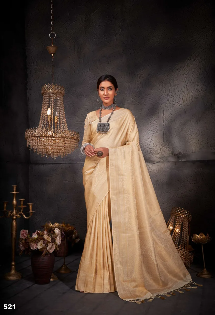 SL Banarasi-2 Pure Kanjivaram Weaving Silk Saree with Blouse — Singles, Vardan Ethnic wholesale from Surat — Photo 7