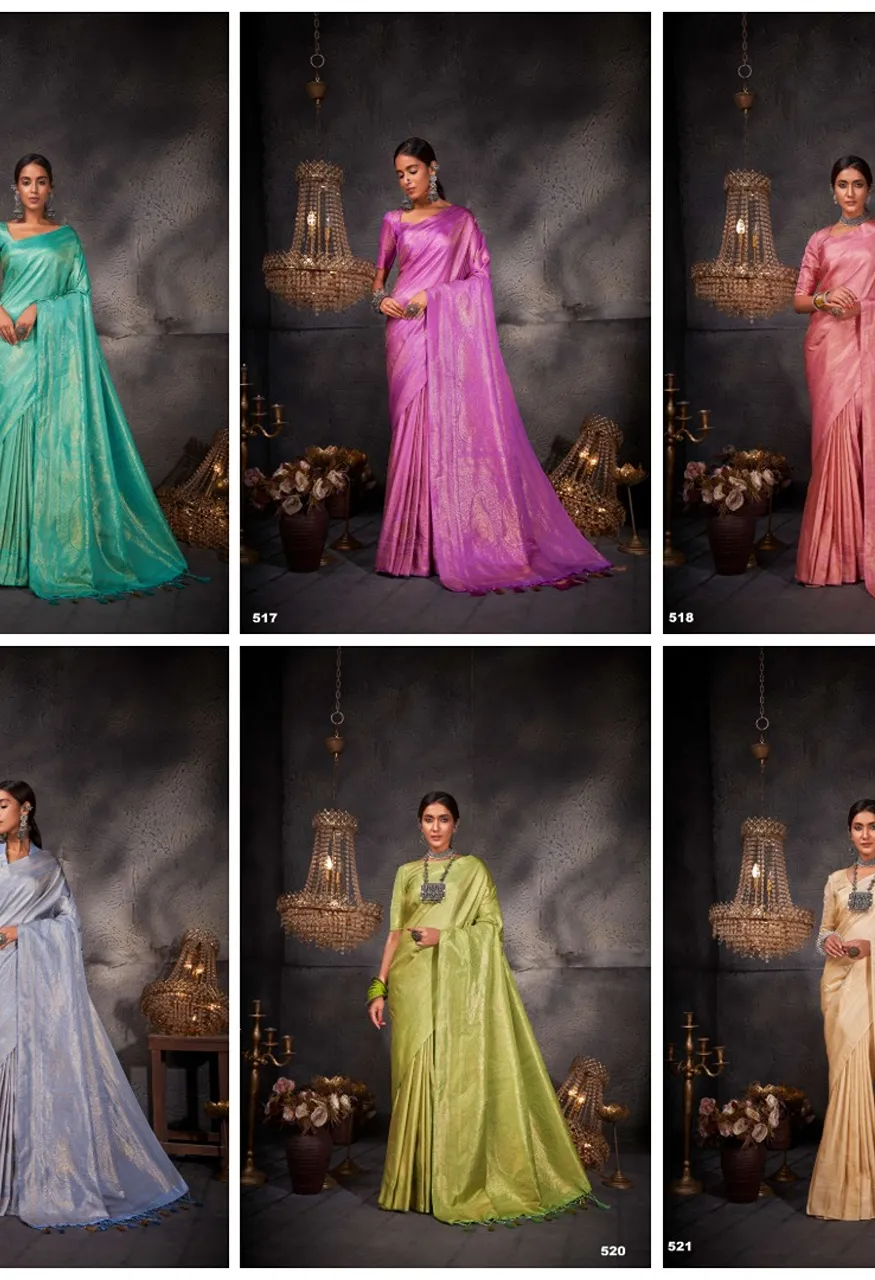 SL Banarasi-2 Pure Kanjivaram Weaving Silk Saree with Blouse — Singles, Vardan Ethnic wholesale from Surat — Photo 8