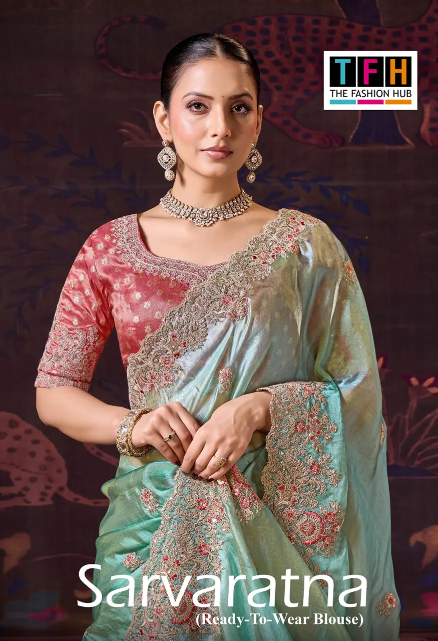 Tfh Sarvaratna 6 Hit Series 304 Saree with Readymade Blouse — Singles, Vardan Ethnic wholesale from Surat — Photo 5
